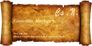 Csordás Norbert névjegykártya